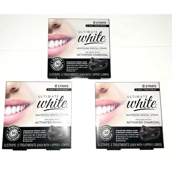 Ultimate White Bath & Body Ultimate White Whitening Dental Strips Charcoal Infused 3 Pack